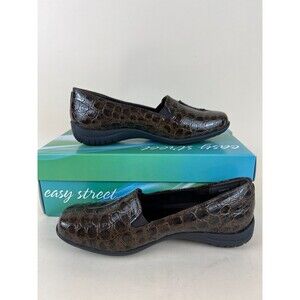 Easy Street Purpose Loafer Flats Womens 7 M Brown Croco Slip On Shoes NWB